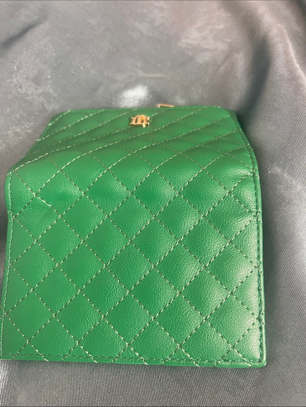 Othr Green Quilted Leather Women's Wallet with Gold Accent